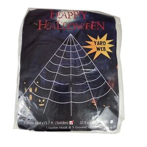 Happy Halloween Yard Spider Web NEW (16.4 Feet X 15.7 Feet) -Outdoor Decorations